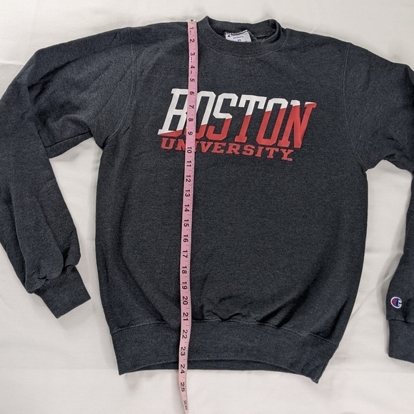 Champion Boston University Gray Red Crewneck Sweatshirt Collegiate - Picture 7 of 8